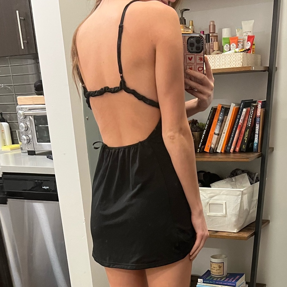 Cute Open Back Black Sundress
